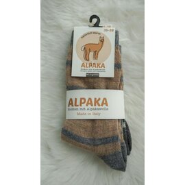 GREVEL SOCKS 2-PACK ALPAKA SOKKEN GESTREEPT BRUIN/GRIJS  (MAAT 35/38)