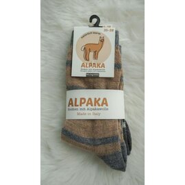 GREVEL SOCKS 2-PACK ALPAKA SOKKEN GESTREEPT  BRUIN/GRIJS  (MAAT 39/42)