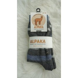 GREVEL SOCKS 2-PACK ALPAKA SOKKEN GESTREEPT JEANS/GRIJS (MAAT 43/46)