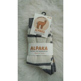 GREVEL SOCKS 2-PACK ALPAKA SOKKEN GESTREEPT ECRU/BRUIN  (MAAT 35/38)
