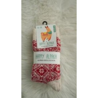 GREVEL SOCKS 2-PACK CHAUSSETTES JACQUARD EN ALPAKA ROUGE/JEANS (TAILLE 39/42)