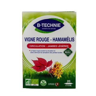 B-TECHNIE VIGNE ROUGE ET HAMAMÉLIS BIO (20 AMPOULES)