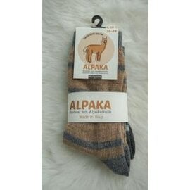 GREVEL SOCKS 2-PACK ALPAKA SOKKEN GESTREEPT ECRU/BRUIN (MAAT 43/46)