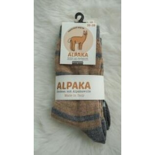 GREVEL SOCKS 2-PACK ALPAKA SOKKEN GESTREEPT ECRU/BRUIN (MAAT 43/46)