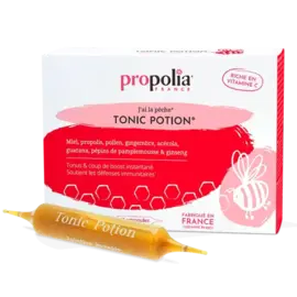 PROPOLIA BEE PRODUCTS TONIC POTION HONING, GEMBER, ACEROLA, PROPOLIS, STUIFMEEL, GUARANA, … EN GINSENG (10 X 10 ML)