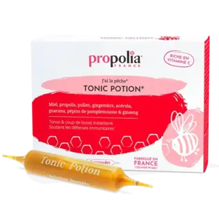 PROPOLIA BEE PRODUCTS TONIC POTION HONING, GEMBER, ACEROLA, PROPOLIS, STUIFMEEL, GUARANA, … EN GINSENG (10 X 10 ML)