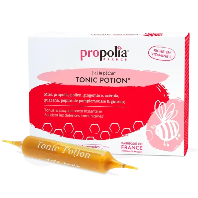 PROPOLIA BEE PRODUCTS TONIC POTION HONING, GEMBER, ACEROLA, PROPOLIS, STUIFMEEL, GUARANA, … EN GINSENG (10 X 10 ML)