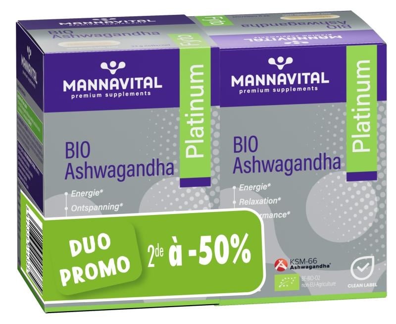 MANNAVITAL NATURAL PRODUCTS ASHWAGANDHA PLATINUM BIO (2 x 60 V-CAPS) - PROMO!!!
