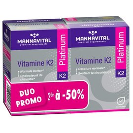 MANNAVITAL NATURAL PRODUCTS VITAMINE K2 PLATINUM (2 x 60 V-CAPS) - PROMOTION !!!