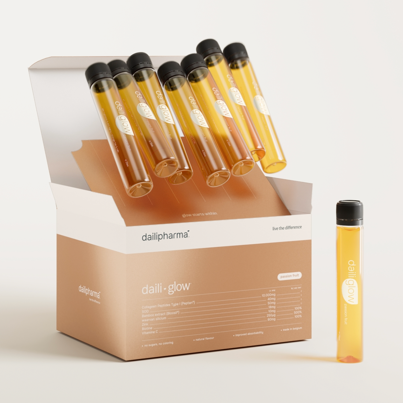 DAILIPHARMA DAILI GLOW COLLAGEEN SMAAK PASSION FRUIT AMPULLEN (28 X 25 ML)