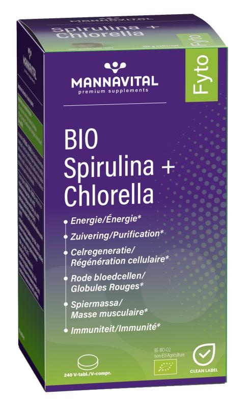 MANNAVITAL NATURAL PRODUCTS BIO SPIRULINA + CHLORELLA (240 V-TABLETTEN)