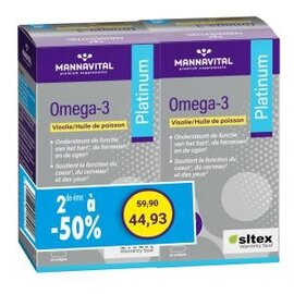 MANNAVITAL NATURAL PRODUCTS DUOPACK OMEGA-3 PLATINUM VISOLIE (2 X 60 SOFTGELS)