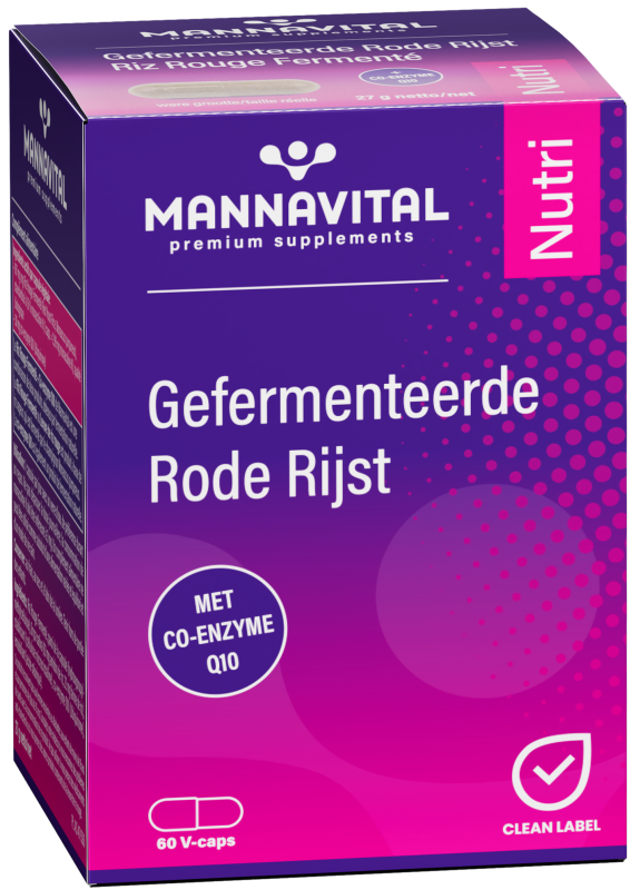 MANNAVITAL NATURAL PRODUCTS GEFERMENTEERDE RODE RIJST + CO-ENZYM Q10 (60 V-CAPS)