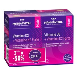 MANNAVITAL NATURAL PRODUCTS DUO PACK VITAMINE D3 + VITAMINE K2 FORTE (2 X 90 CAPS)