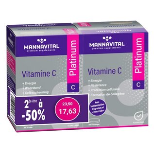 MANNAVITAL NATURAL PRODUCTS DUO PACK VITAMINE C + BIOFLAVONOÏDEN PLATINUM (2 X 60 V-TAB)