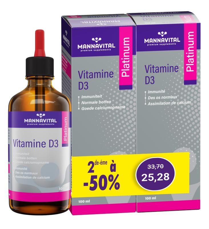MANNAVITAL NATURAL PRODUCTS DUO PACK VITAMINE D3 DRUPPELS PLATINUM (2 X 100 ML)