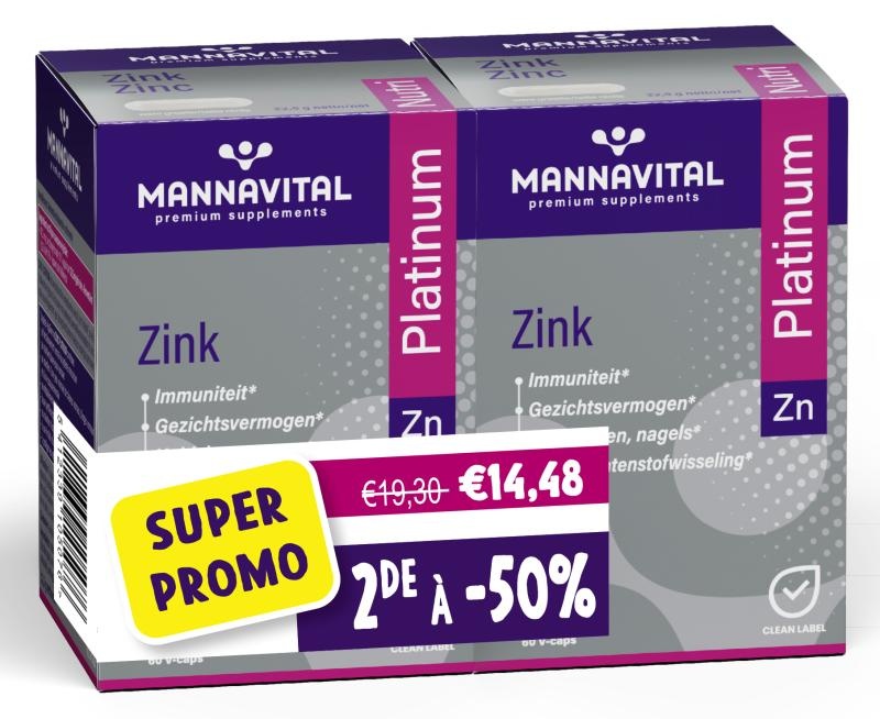 MANNAVITAL NATURAL PRODUCTS DUO PACK ZINK PLATINUM (2 X 60 V-CAPS)