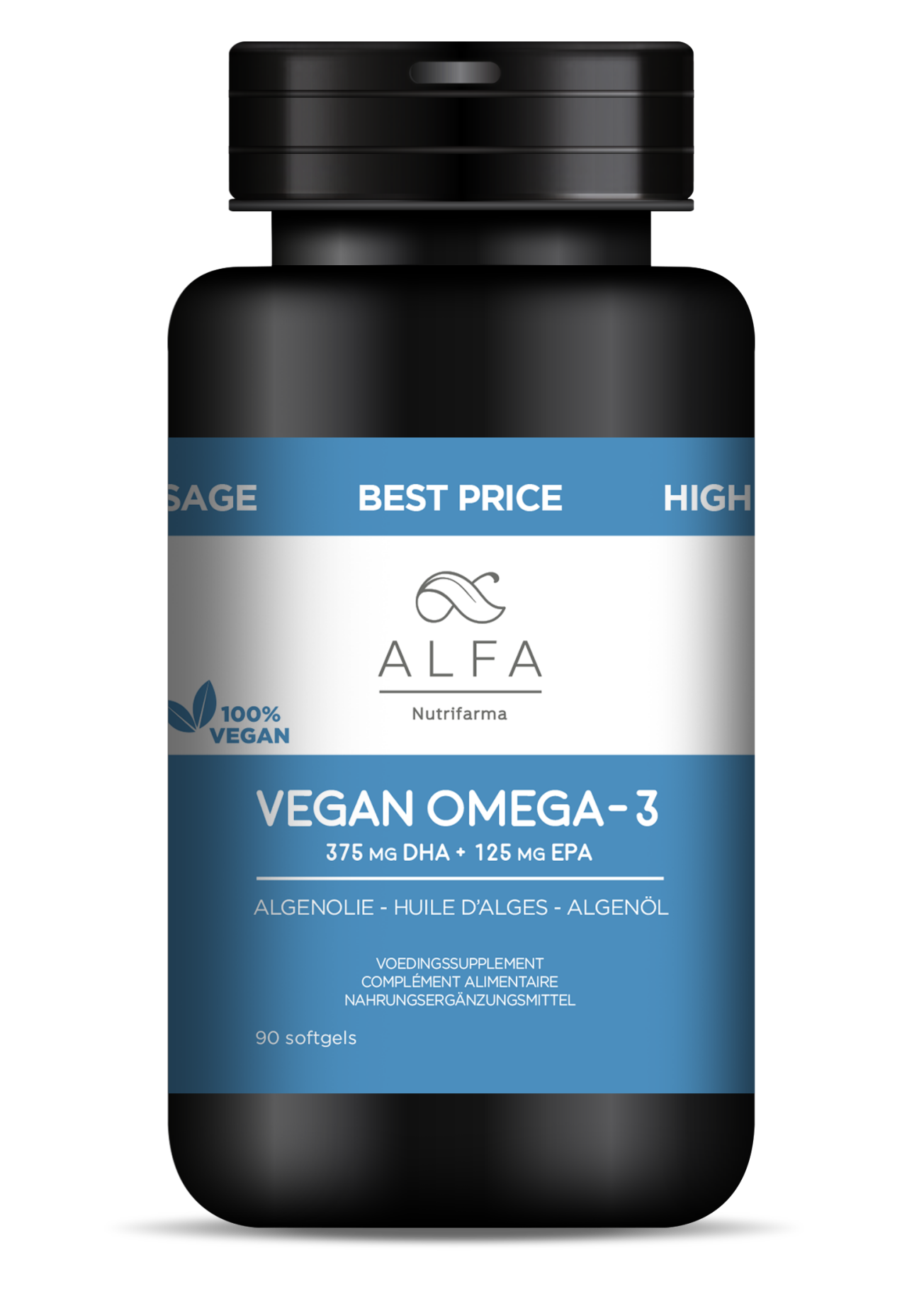 ALFA BY NUTRIFARMA NUTRICEUTICALS ALFA VEGAN OMEGA- 3 ALGENOLIE (90 SOFTGELS)