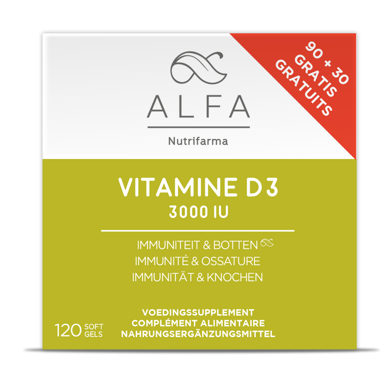 ALFA BY NUTRIFARMA NUTRICEUTICALS ALFA VITAMINE D3 - 3000 IU (120 SOFTGELS)