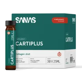 SANAS SPORTS NUTRITION CARTIPLUS - SHOT DE COLLAGÈNE AU GOÛT DE GRENADE (30 X 25 ML)