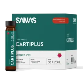 SANAS SPORTS NUTRITION CARTIPLUS - COLLAGEEN SHOT RASPBERRY-YUZU SMAAK (30 X 25 ML)