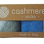 GREVEL SOCKS GESCHENKBOX:  2 PAAR KASJMIER WINTERSOKKEN IN LICHTBLAUW/LICHTGRIJS 43/46