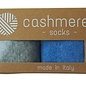 GREVEL SOCKS GESCHENKBOX:  2 PAAR KASJMIER WINTERSOKKEN IN LICHTBLAUW/LICHTGRIJS 35/38
