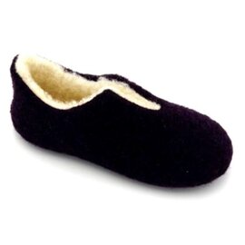 FELLHOF LAMBSKIN PANTOUFLES EN LAINE WALKERS AUBERGINE (TAILLE 42)