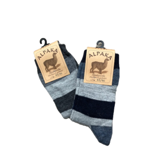 GREVEL SOCKS CHAUSSETTES EN ALPAGA À RAYURES BLOQUÉES DUOPACK BLEU/GRIS (TAILLE 43/46)