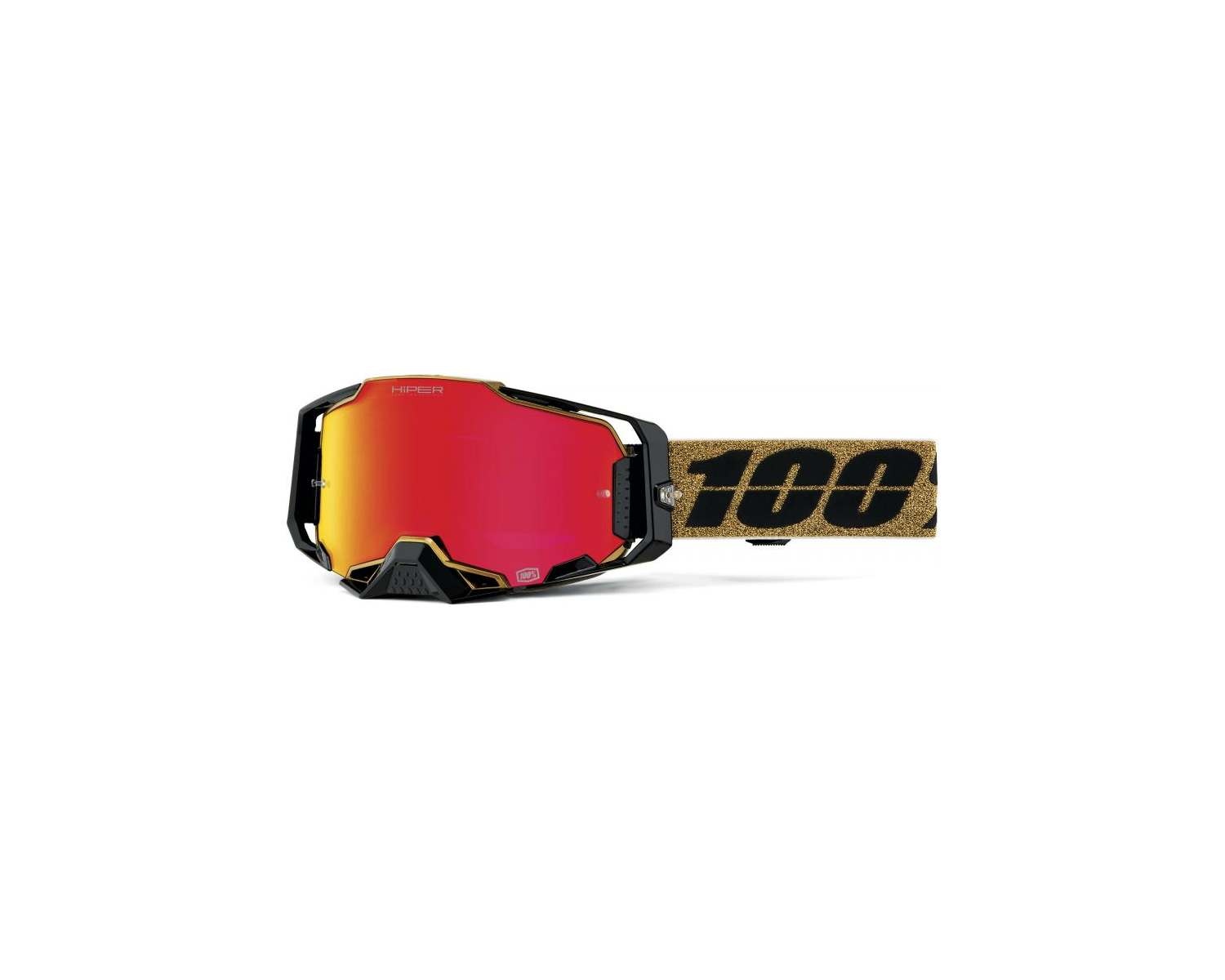 100% 100% Armega Crossbril Glory Zwart / Gold (Lens: Hiper Spiegel Rood)