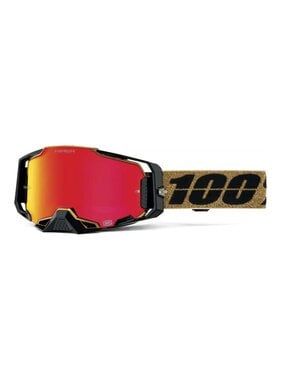 100% 100% Armega Crossbril Glory Zwart / Gold (Lens: Hiper Spiegel Rood)