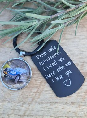 Drive Safe Handsome sleutelhanger met foto