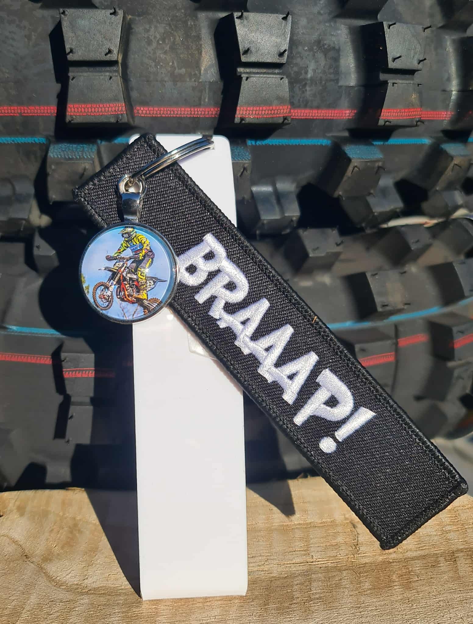 Braaap sleutelhanger zwart met foto