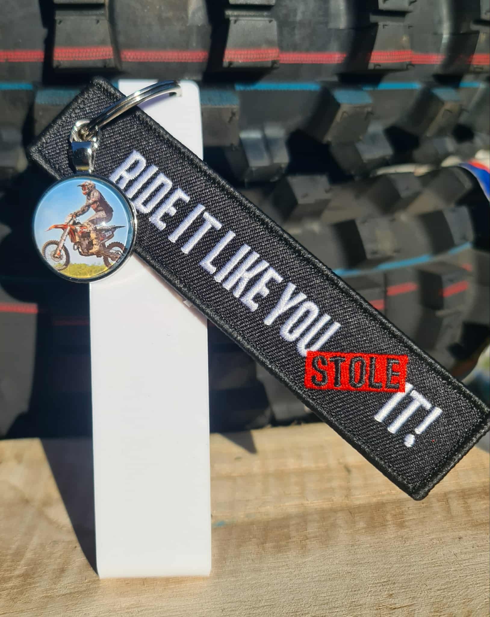 Ride It Like You Stole It sleutelhanger met foto