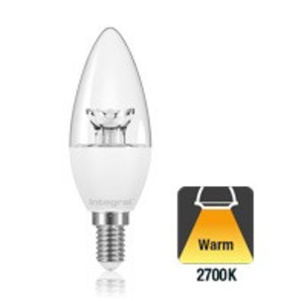 E14 5,5w Classic Peer Transparant, 470 Lumen, 2700K Warm wit, 2 Jaar garantie