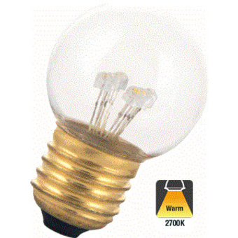E27 0,7w Bol Lamp, 37 Lumen, Transparante Kap, 2650K Warm Wit