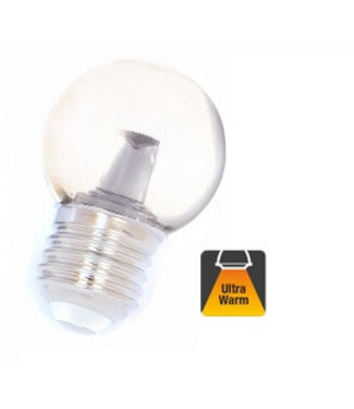 E27 1,5w Bol Lamp, 90 Lumen, Transparante Kap met lens, 2000K Flame