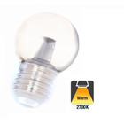 E27 1,5w Bol Lamp, 90 Lumen, Transparante Kap met lens, 2650K Warm Wit