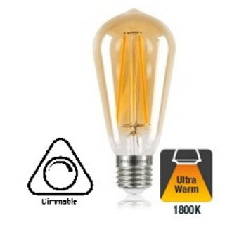 UITVERKOOP: E27 5w Filament ST64 lamp, 1800K Extra Flame, Dimbaar