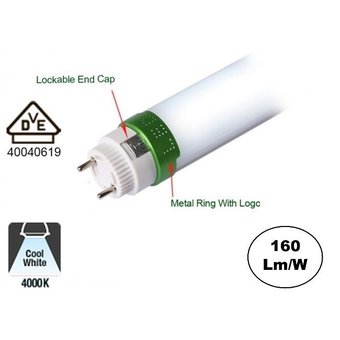 Led Tube 120cm, 20w, 3200 Lumen (160lm/w), 4000K Neutraal wit, 5 Jaar garantie