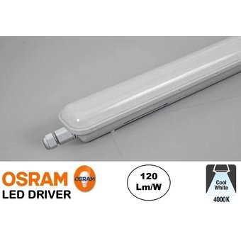 Led Tri Proof 63cm, 24w, 2880 Lumen (120lm/w), 4000K Neutraal Wit, Koppelbaar, Osram LED Driver, IP65, 3 jaar garantie