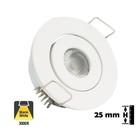 Inbouw LED Spot 1w, 80 Lumen,  3000K, Kantelbaar, Gatmaat 45mm, Wit, IP20, 2 Jaar Garantie