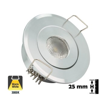 Inbouw LED Spot 1w, 80 Lumen, 3000K, Kantelbaar, Gatmaat 45mm, Zilver, IP20, 2 Jaar Garantie