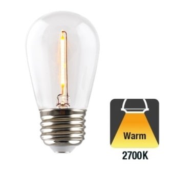 E27 1w Filament Bol Lamp, 50 Lumen, Transparante Kap, 2700K Warm Wit