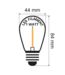 E27 1w Filament Bol Lamp, 50 Lumen, Transparante Kap, 2700K Warm Wit