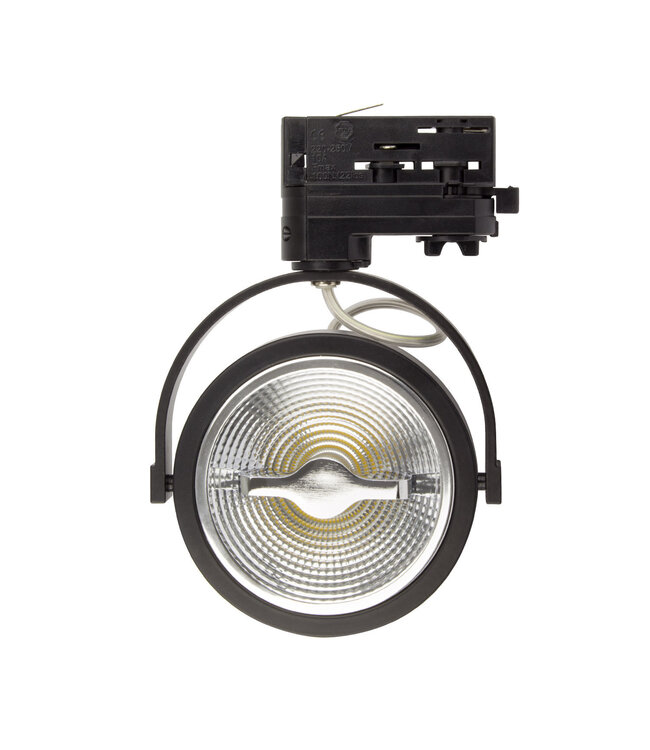 3 Fase Rail Spot AR111, 15w, 800 Lumen, 6000K Daglicht Wit, Dimbaar, Zwart Armatuur, 3 Jaar Garantie