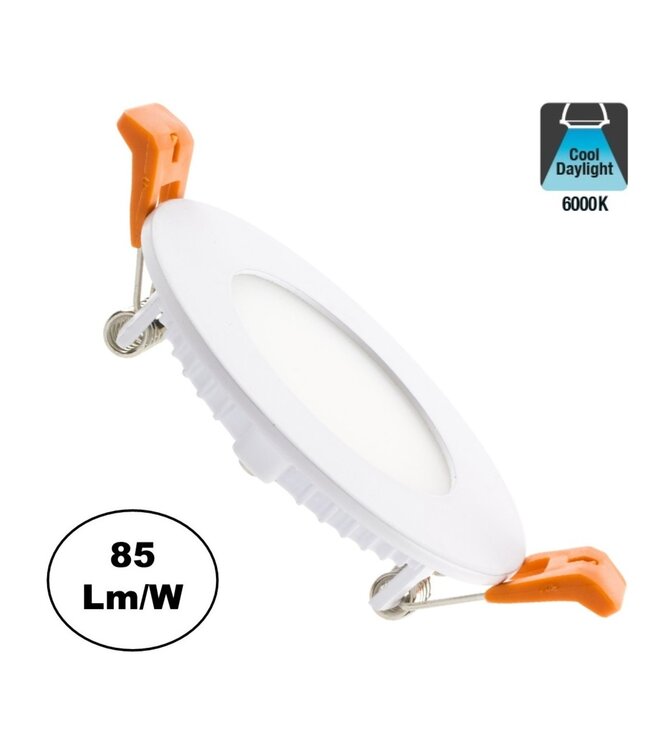 UITVERKOOP: LED Downlighter Slim 3w, 230 Lumen, Wit, Aluminium Body, Gatmaat Φ75mm