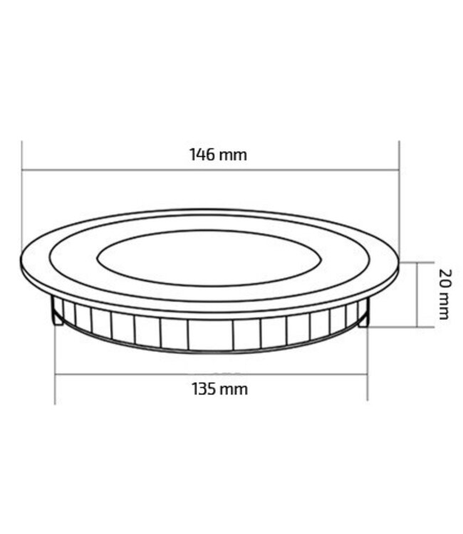 UITVERKOOP: LED Downlighter Slim 9w, 700 Lumen, Wit, Aluminium Body, Gatmaat Φ135mm
