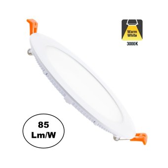 UITVERKOOP: LED Downlighter Slim 9w, 700 Lumen, Wit, Aluminium Body, Gatmaat Φ135mm