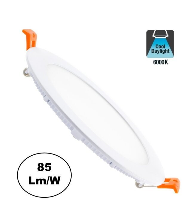UITVERKOOP: LED Downlighter Slim 9w, 700 Lumen, Wit, Aluminium Body, Gatmaat Φ135mm